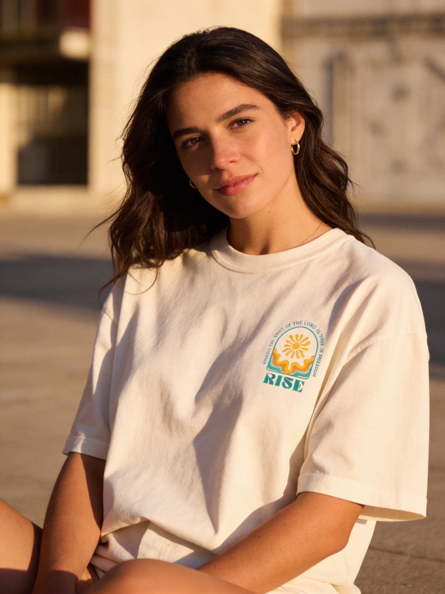 RISE Wavy Sun Womens Boxy Tee