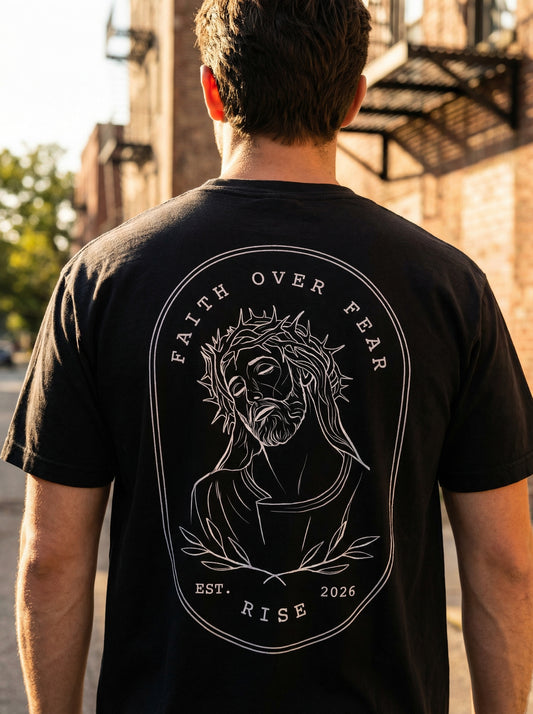 Faith Over Fear Mens Premium Heavyweight Tee