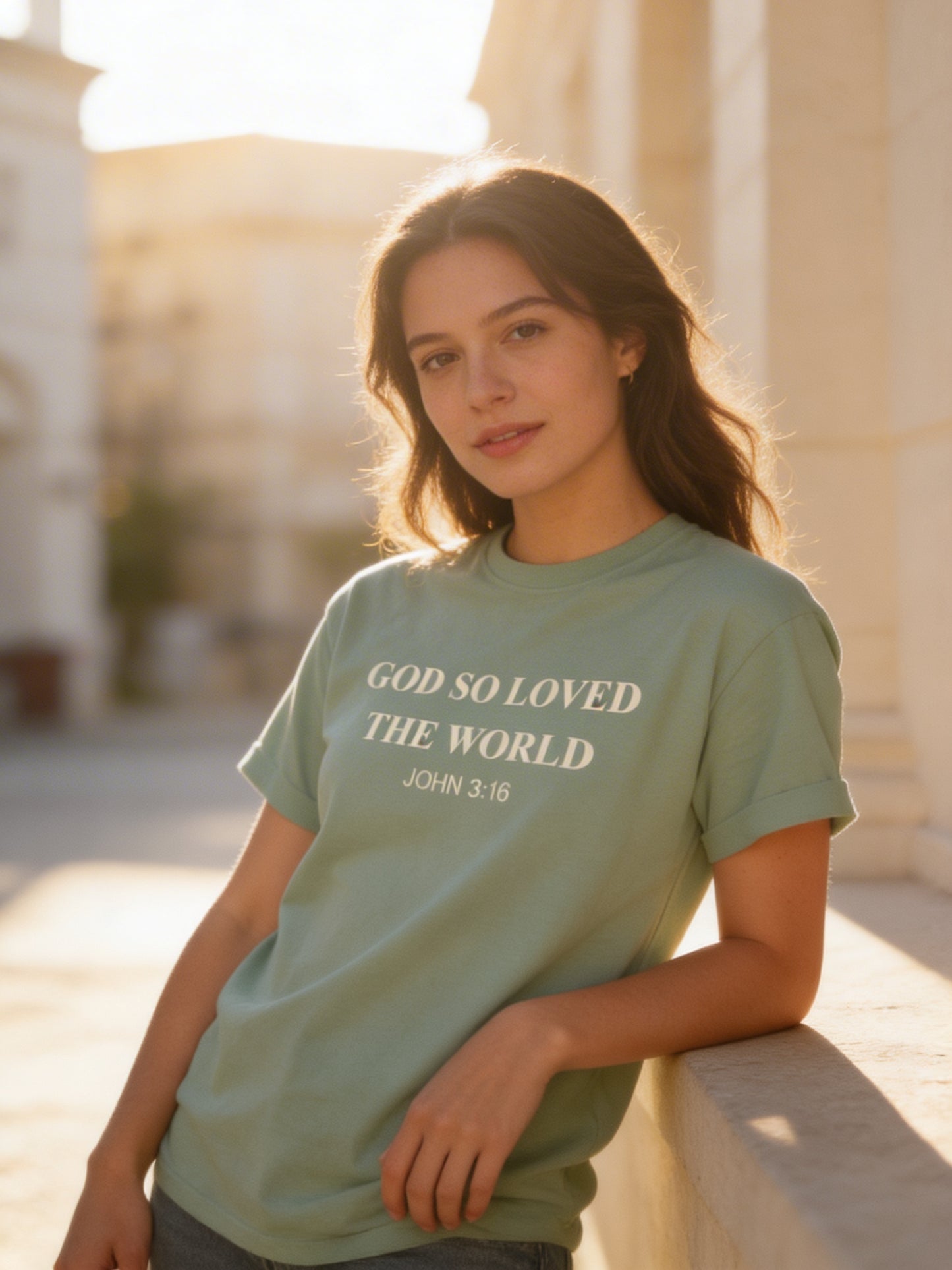 God So Loved Womens Premium Heavyweight Tee