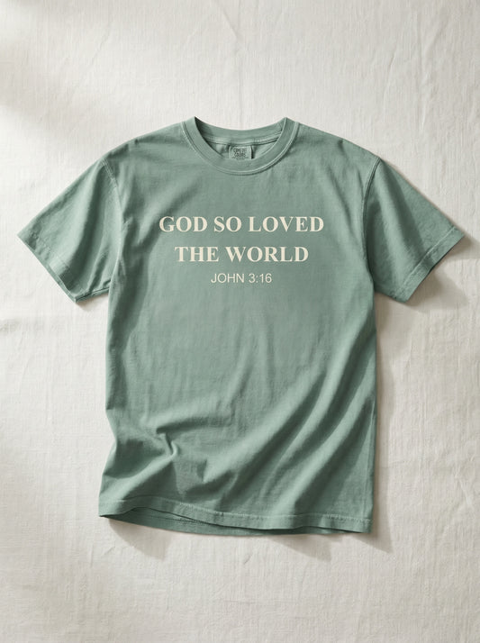 God So Loved Womens Premium Heavyweight Tee